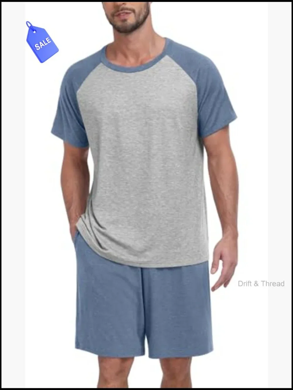 Men's 2-Piece Short Sleeve Pajama Set, Lightweight Summer Sleepwear with Pockets